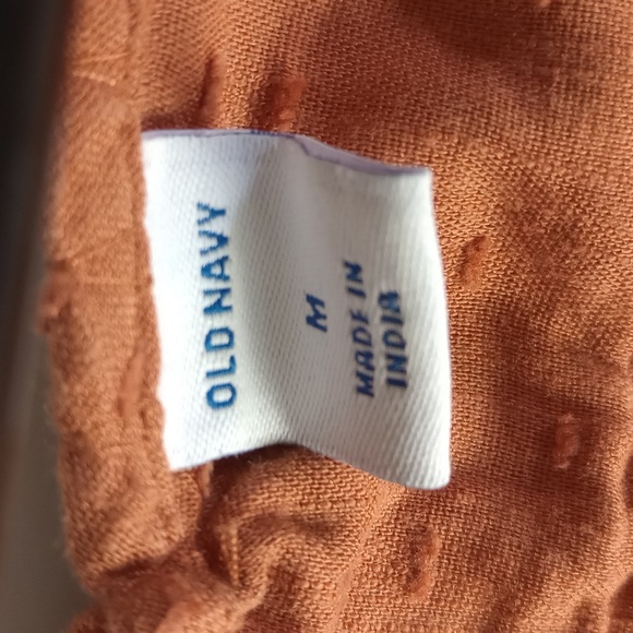 Old Navy Lacey Button Up Blouse Women ‘s Medium Orange Stitch - Picture 10 of 11